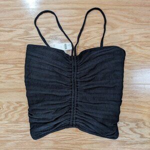 NWT PIlcro Anthropologie Ruched Ribbed Halter Black